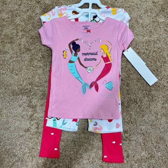 Carters Girl 24 months 4-Piece Pink Mermaid 100% Snug Fit Cotton Pajamas - Picture 14 of 16